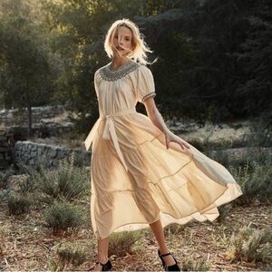 Doen cream dress with smocking